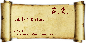 Pakó Kolos névjegykártya